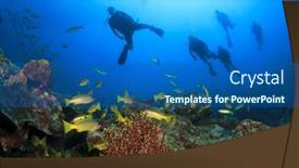  Presentation with coral reef - Slide set consisting of scuba-divers-exploring-coral-reef background and a ocean colored foreground