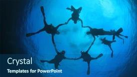  Presentation with divers - Presentation having scuba divers group background and a ocean colored foreground
