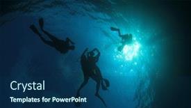  Presentation with divers - PPT theme with scuba divers silhouette in ocean background and a ocean colored foreground