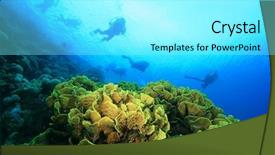  Presentation with divers - Slide set having divers swim over a coral background and a arctic colored foreground