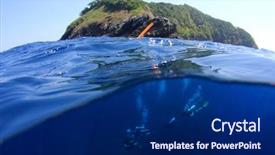  Presentation with divers - Presentation theme having scuba divers underwater and tropical background and a dark gray colored foreground