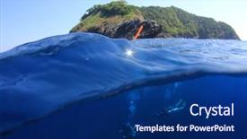  Presentation with divers - Audience pleasing presentation consisting of scuba divers underwater and tropical backdrop and a navy blue colored foreground