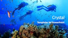  Presentation with divers - Colorful slide set enhanced with scuba divers backdrop and a teal colored foreground