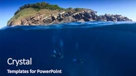  Presentation with scuba diving - Colorful slides enhanced with scuba diving beside tropical island backdrop and a navy blue colored foreground