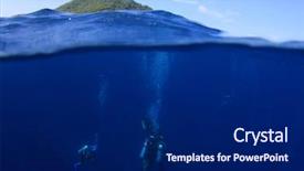  Presentation with scuba diving - Audience pleasing slide set consisting of scuba diving beside tropical island backdrop and a dark gray colored foreground