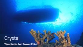  Presentation with scuba diving - Slide deck featuring scuba diving boat above coral reef background and a ocean colored foreground