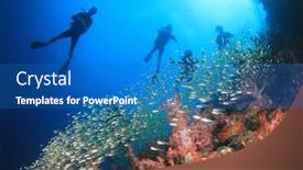  Presentation with scuba diving - Cool new presentation design with scuba diving coral reef underwater backdrop and a teal colored foreground