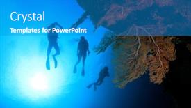  Presentation with scuba diving - Beautiful presentation featuring scuba diving coral reef and fish in ocean backdrop and a teal colored foreground