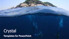  Presentation with scuba diving - Slide set with scuba diving half and half background and a navy blue colored foreground