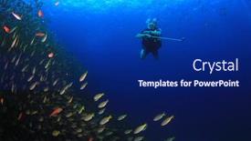  Presentation with scuba diving - Cool new PPT layouts with scuba diving in ocean with fish backdrop and a navy blue colored foreground