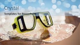  Presentation with scuba diving - Cool new slide deck with scuba-diving-mask-by-sea backdrop and a light blue colored foreground