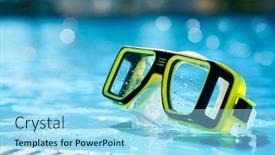  Presentation with scuba diving - PPT theme having scuba-diving-mask-in-hotel background and a arctic colored foreground