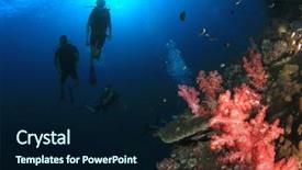  Presentation with scuba diving - Slides consisting of scuba diving on coral reef background and a navy blue colored foreground