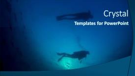  Presentation with ocean surface - Amazing PPT layouts having scuba-diving-underwater-scuba-divers backdrop and a dark gray colored foreground
