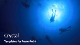  Presentation with scuba diving - PPT theme having scuba diving background and a navy blue colored foreground