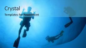  Presentation with scuba diving - Beautiful presentation theme featuring scuba diving backdrop and a light blue colored foreground