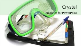  Presentation with planner - Audience pleasing slide deck consisting of scuba mask at planner backdrop and a seafoam green colored foreground
