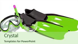  Presentation with scuba diving - Audience pleasing slide set consisting of scuba snorkeling green diving set backdrop and a mint green colored foreground