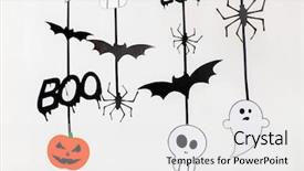  Presentation with crime halloween concept blood dripping - Beautiful presentation theme featuring sculling - holidays and decoration concept backdrop and a white colored foreground