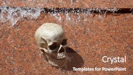  Presentation with water fountain - Slides featuring sculling - human skull in a water background and a tawny brown colored foreground