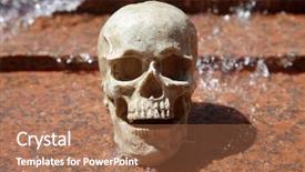  Presentation with water fountain - Beautiful PPT theme featuring sculling - human skull in a water backdrop and a coral colored foreground