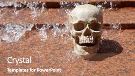  Presentation with water fountain - Slides with sculling - human skull in a water background and a coral colored foreground