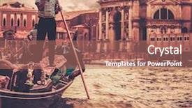  Presentation with venice - PPT theme featuring sculling - traditional venice gondola ride background and a coral colored foreground