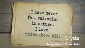  Presentation with michelangelo - PPT theme having sculptor painter architect poet thinker background and a coral colored foreground