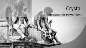  Presentation with melbourne - Slide set with sculpture at a melbourne cemetery background and a light gray colored foreground