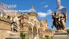  Presentation with church blue - Colorful theme enhanced with sculpture-in-front-of-palermo backdrop and a teal colored foreground
