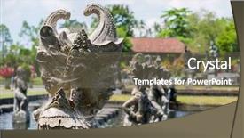  Presentation with indonesia - Colorful PPT layouts enhanced with sculpture in taman ujung water palace bali indonesia backdrop and a tawny brown colored foreground