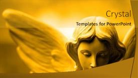  Presentation with angel wings - Presentation design consisting of sculpture-of-angel-with-wings background and a gold colored foreground