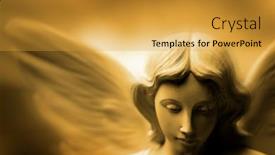  Presentation with angel wings - Presentation theme with sculpture-of-angel-with-wings background and a gold colored foreground
