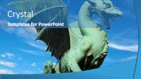  Presentation with dragon - PPT theme enhanced with sculpture-of-dragon-on-dragon background and a teal colored foreground