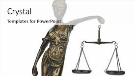  Presentation with lady justice - Colorful slide deck enhanced with sculpture of lady justice symbol backdrop and a white colored foreground