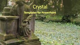  Presentation with mourning - PPT theme featuring sculpture of the mourning angel old graveyard background and a tawny brown colored foreground
