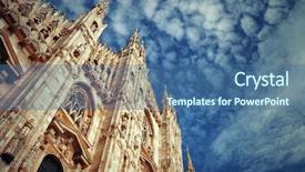  Presentation with classical pattern - Slide deck having milan cathedral closeup with beautiful background and a ocean colored foreground