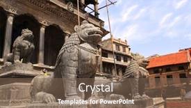  Presentation with lions - Colorful presentation theme enhanced with sculptures-of-lions-in-patan backdrop and a violet colored foreground