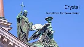  Presentation with angel - Colorful presentation theme enhanced with sculptures of the apostle andrew backdrop and a light blue colored foreground