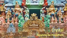  Presentation with temple madurai tamil nadu india - Beautiful presentation featuring sculptures on hindu temple gopura backdrop and a tawny brown colored foreground