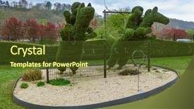  Presentation with belgium - Audience pleasing PPT theme consisting of sculpturing - bush sculpture in park backdrop and a tawny brown colored foreground