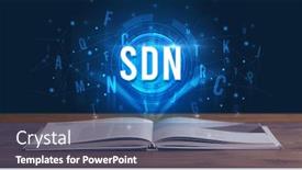  Presentation with digital book - Presentation with sdn-inscription-coming-out background and a ocean colored foreground