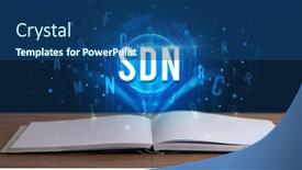  Presentation with digital book - Presentation theme with sdn-inscription-coming-out background and a ocean colored foreground