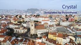  Presentation with city church - Amazing presentation design having se - aerial view of alfama backdrop and a  colored foreground