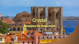  Presentation with architecture - Slide set having se - cathedral se - lisbon portugal background and a tawny brown colored foreground