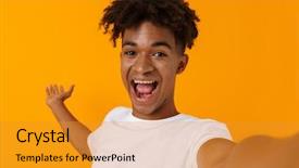  Presentation with happy image - Audience pleasing PPT layouts consisting of se - image of happy young african backdrop and a gold colored foreground