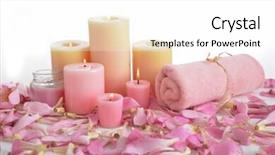  Presentation with candle - Colorful presentation enhanced with se - many pink tropical petals backdrop and a white colored foreground