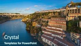  Presentation with architecture old - PPT theme enhanced with se - porto old town in portugal background and a ocean colored foreground