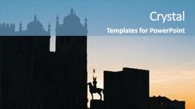  Presentation with city silhouette - Colorful PPT theme enhanced with se - silhouette of porto cathedral se backdrop and a teal colored foreground
