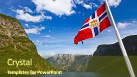  Presentation with norway - Audience pleasing theme consisting of crossing red sea - norway flag and sognefjord backdrop and a tawny brown colored foreground